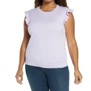 NEW Halogen Nordstrom Women's Flutter Sleeve Sweater Plus Size 1x Lavender